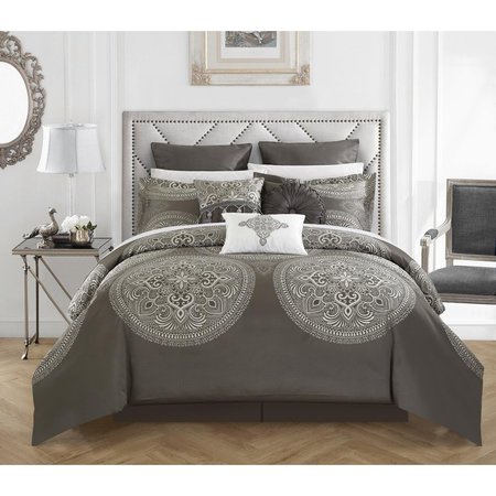 FIXTURESFIRST Lana Grey Queen 9 Pieces Comforter Set FI2541590